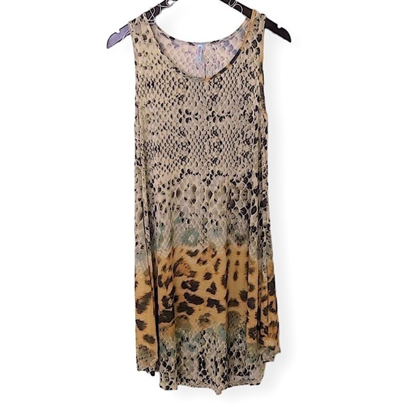 Isla Boneta Animal Print Snake Skin Cheetah Print Sleeveless Dress One Size - Picture 1 of 6
